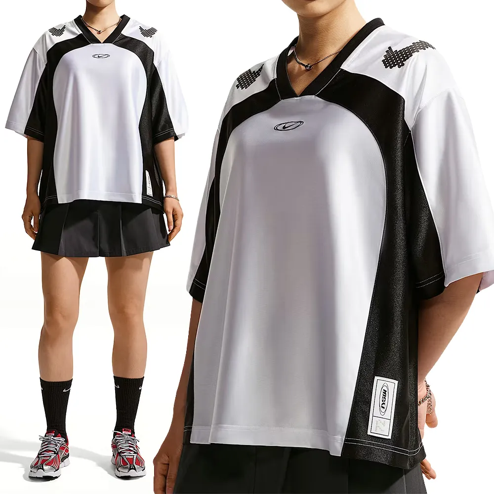 【NIKE 耐吉】As W Nk Street Gfx Jersey 短袖 女款 白黑色 寬鬆 球衣 IQ6138-101