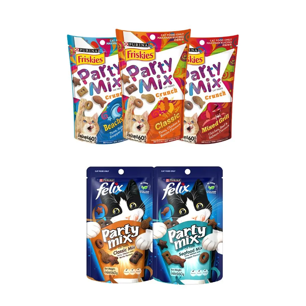 【Friskies 喜躍】貓貓派對餅乾組 60gx16包(Party Mix 香酥餅 貓脆餅)