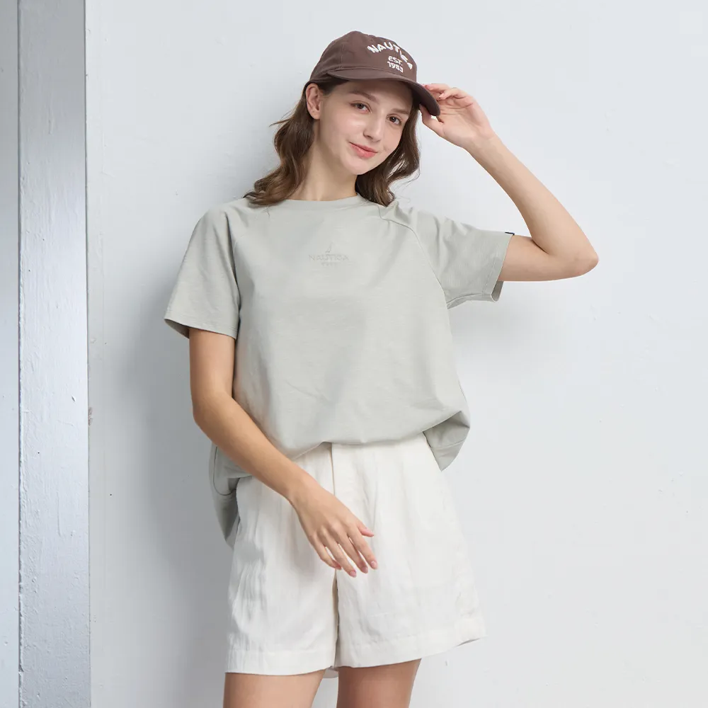 【NAUTICA】官方旗艦 女裝 簡約Logo短袖T恤(灰色)
