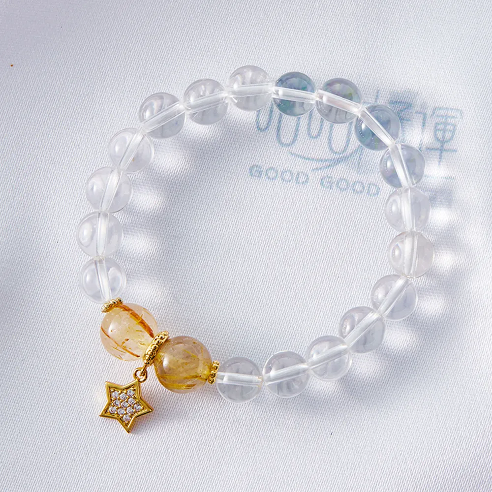 【咕咕好運GoodGoodLuck】招財轉運S925純銀白水晶星星手鍊-星星款｜《含開光》增強記憶力(#淨化#防小人)