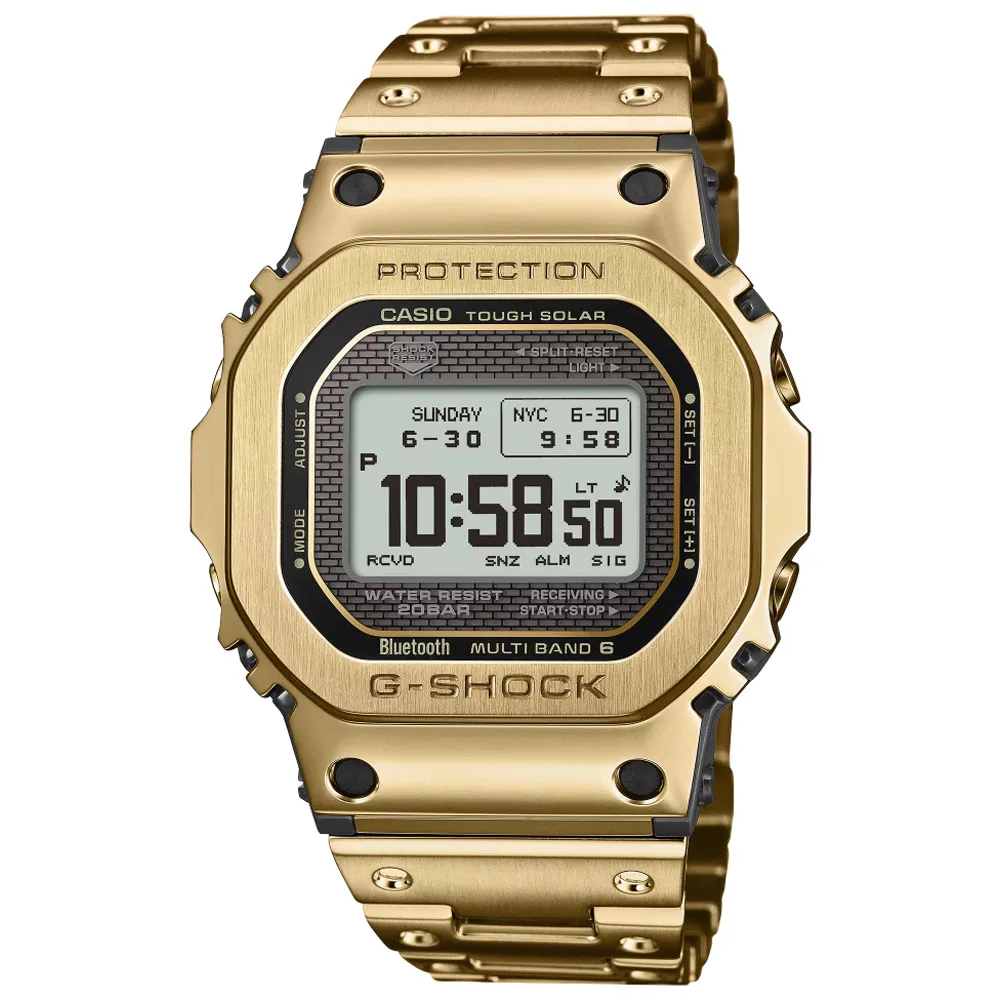 【CASIO 卡西歐】G-SHOCK 新進化 全金屬 太陽能x藍牙 多功能電子腕錶 錶 週年慶 雙11(GMW-BZ5000GD-9)