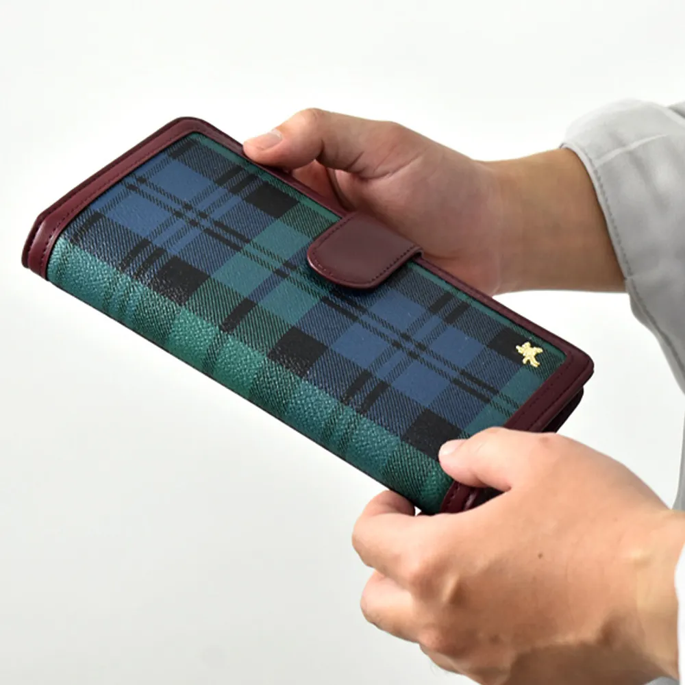 【men life】雙11 真皮長夾 綠格騎馬LOGO直式皮夾