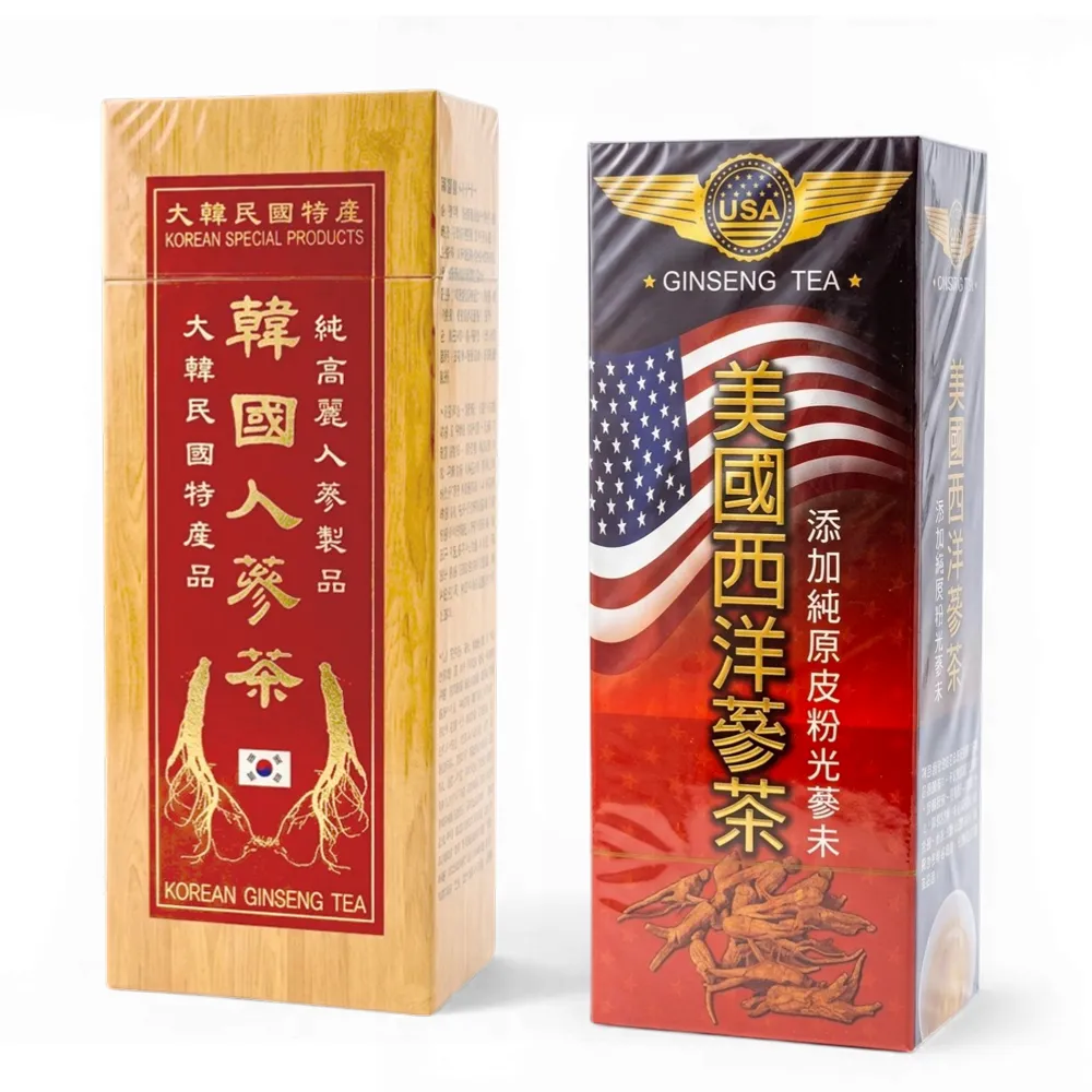 【瀚軒】特選韓國人蔘茶5g*30包+嚴選美國西洋蔘茶 3g*50包(各1盒)