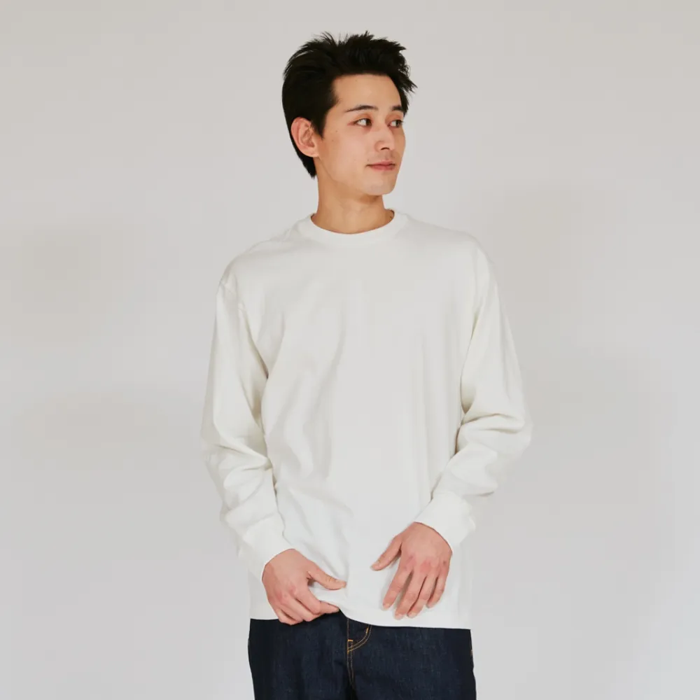 【Hanes】官方直營 男款-SHIRO 圓領長袖T卹-白色(HM4-A201-010 日規)-出清品