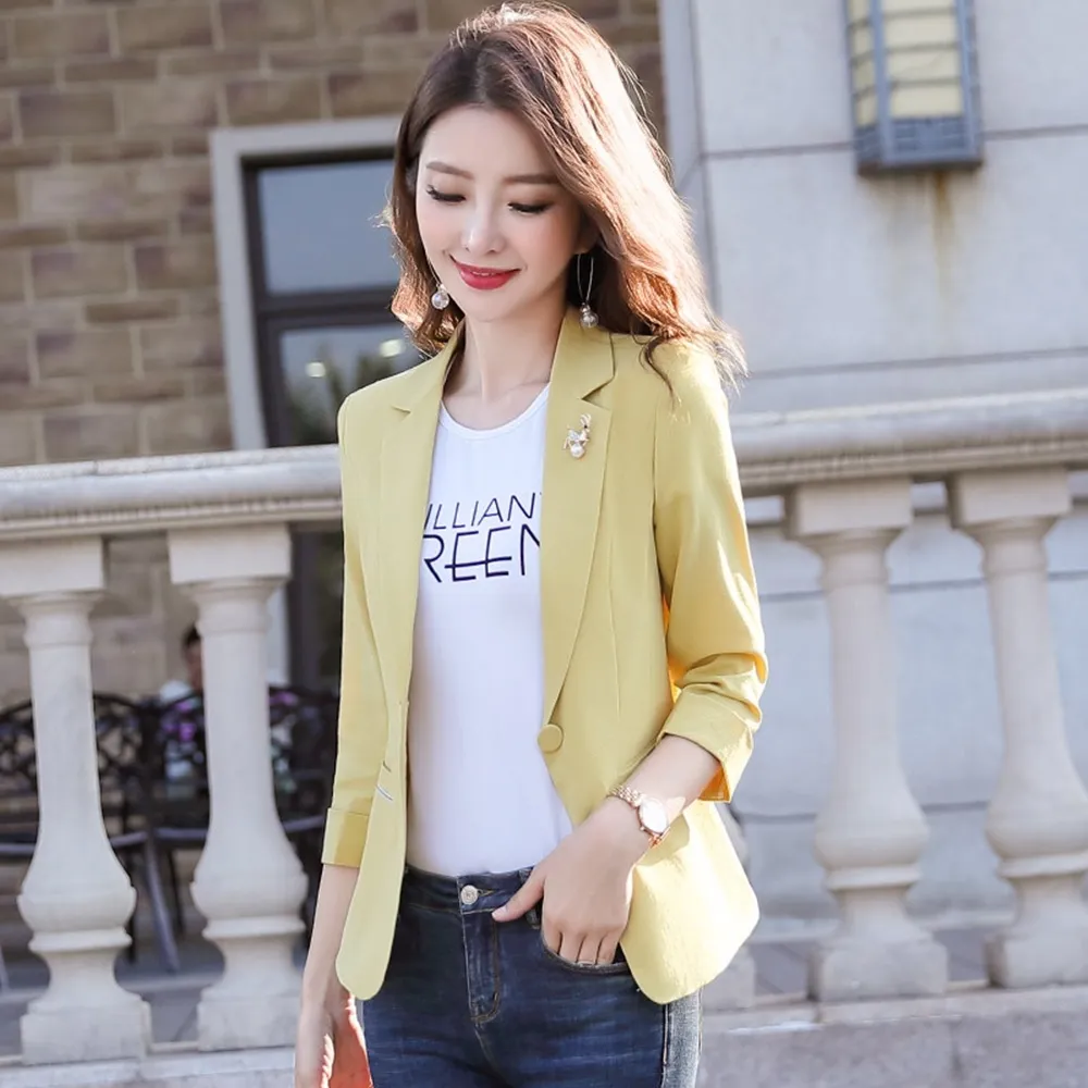 【米蘭精品】現貨+預購 西裝外套休閒西服(純色修身氣質薄款女外套4色74co27)