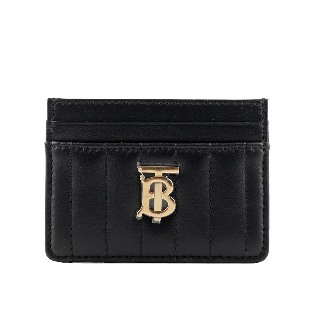 【BURBERRY 巴寶莉】Lola 金字縫線小羊皮4卡名片/卡片夾(黑色)
