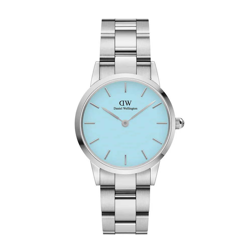 【Daniel Wellington】DW 手錶  Iconic Link Capri 28ｍｍ/32mm清新藍精鋼錶 粉藍錶盤(DW00100540)