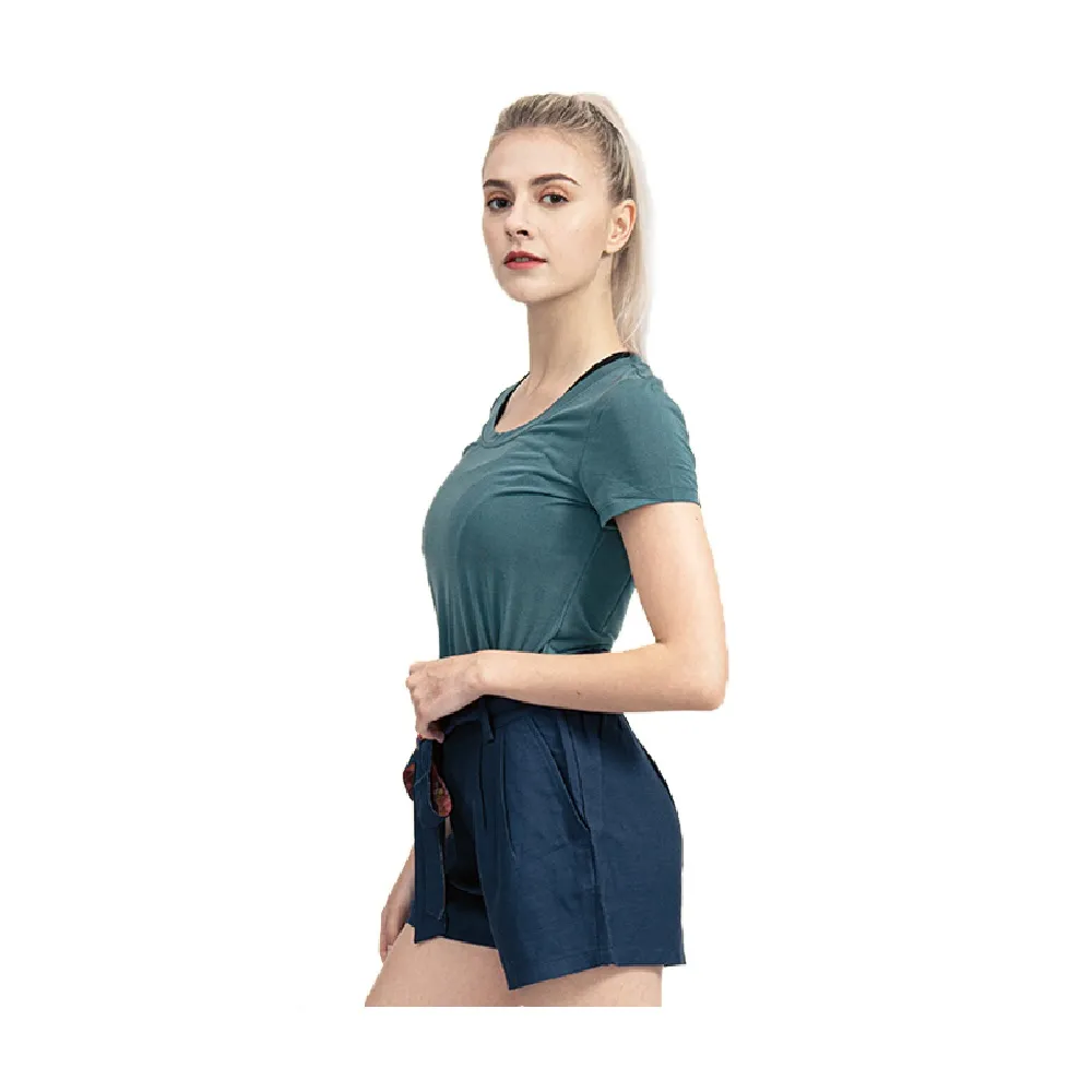 【海夫健康生活館】COOCHAD Cupro 爽涼纖維 圓領 T-Shirt 修身版型 女款藍綠(Cupro158-006)