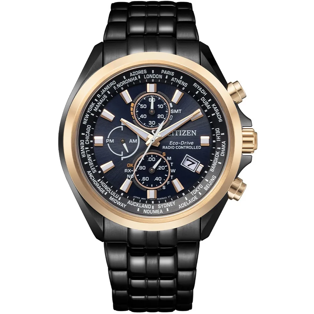 【CITIZEN 星辰】廣告款 世界時間萬年曆電波錶  禮物  手錶(AT8206-81L)