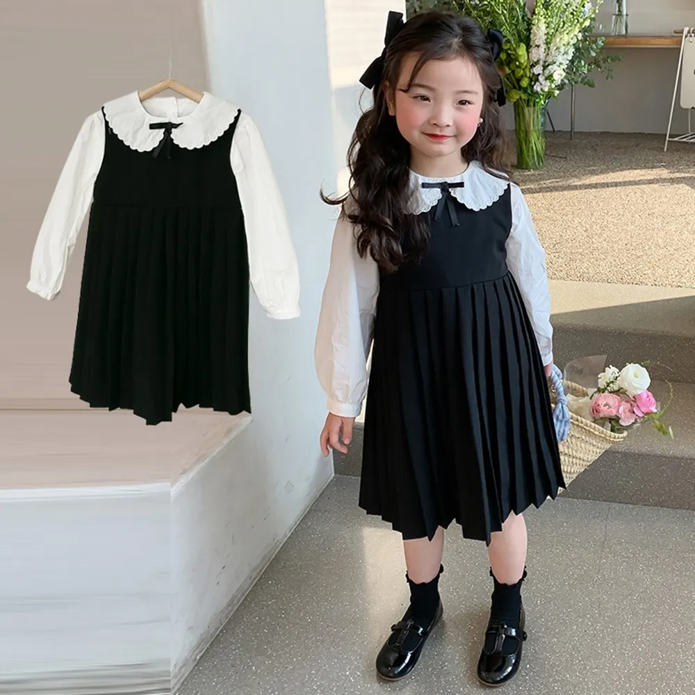 【橘魔法】學院系制服百褶連身背心裙 大童 女童 兒童 童裝 連身裙 連衣裙 裙子 制服裙 學院風 校園 演講