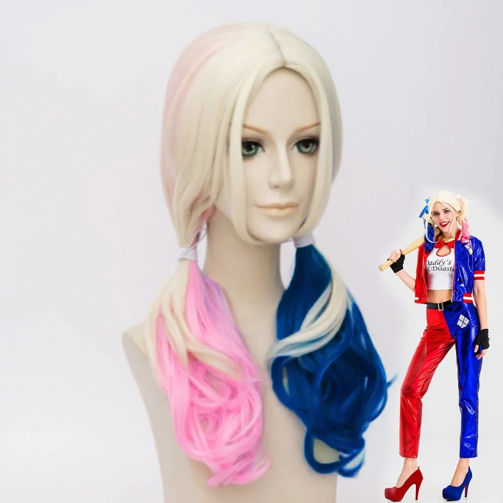 【橘魔法】小丑女雙色馬尾假髮 大人 大童 萬聖節 電影人物 假髮 髮飾 cosplay 派對 舞台 表演 道具