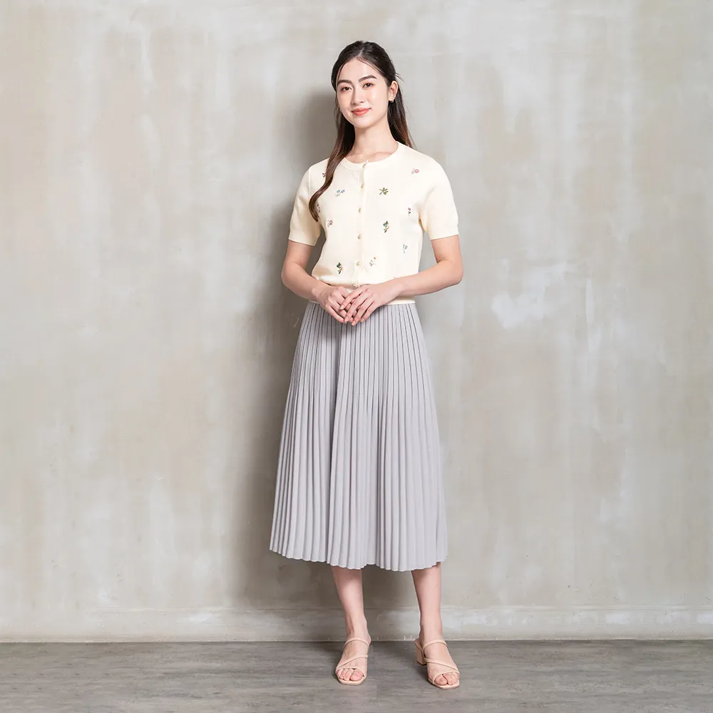 【perng yuh 芃諭名品】霧語詩節 鬆緊腰 雪紡褶裙(2026 SS Collection|5A春夏新品上市)