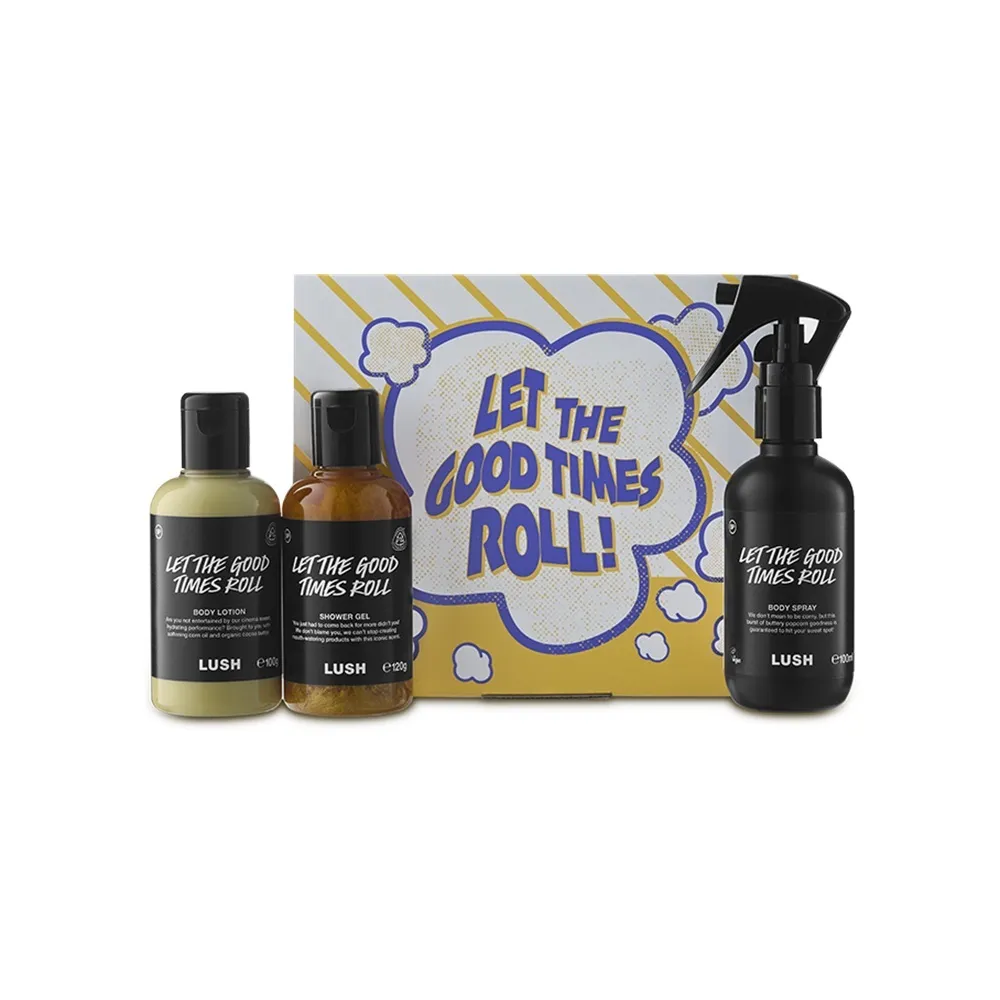 【LUSH 嵐舒】爆米花 身體噴霧禮盒(沐浴露/身體噴霧/潤膚乳/甜香/焦糖香/送禮)
