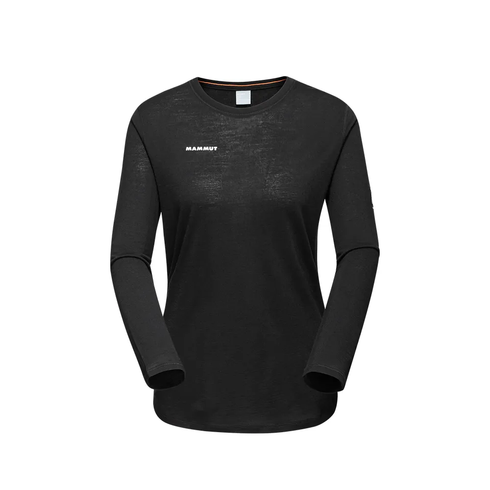 【Mammut 長毛象官方直營】Tree Wool FL Longsleeve AF W 羊毛混紡快乾抗臭長袖T恤 黑色 女款 #1016-01710