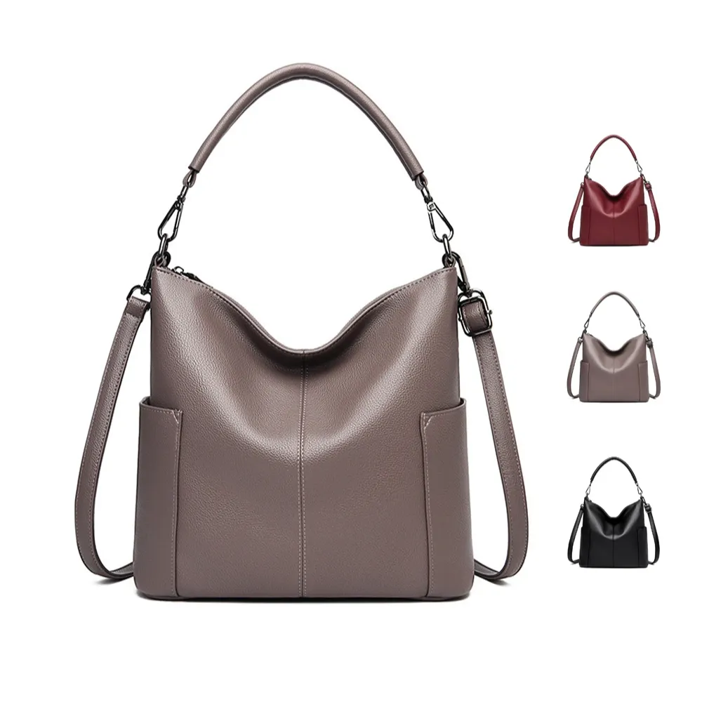 【Rosse Bags】時尚質感軟皮大容量手提肩背包(紅色 / 卡其色 / 黑色)
