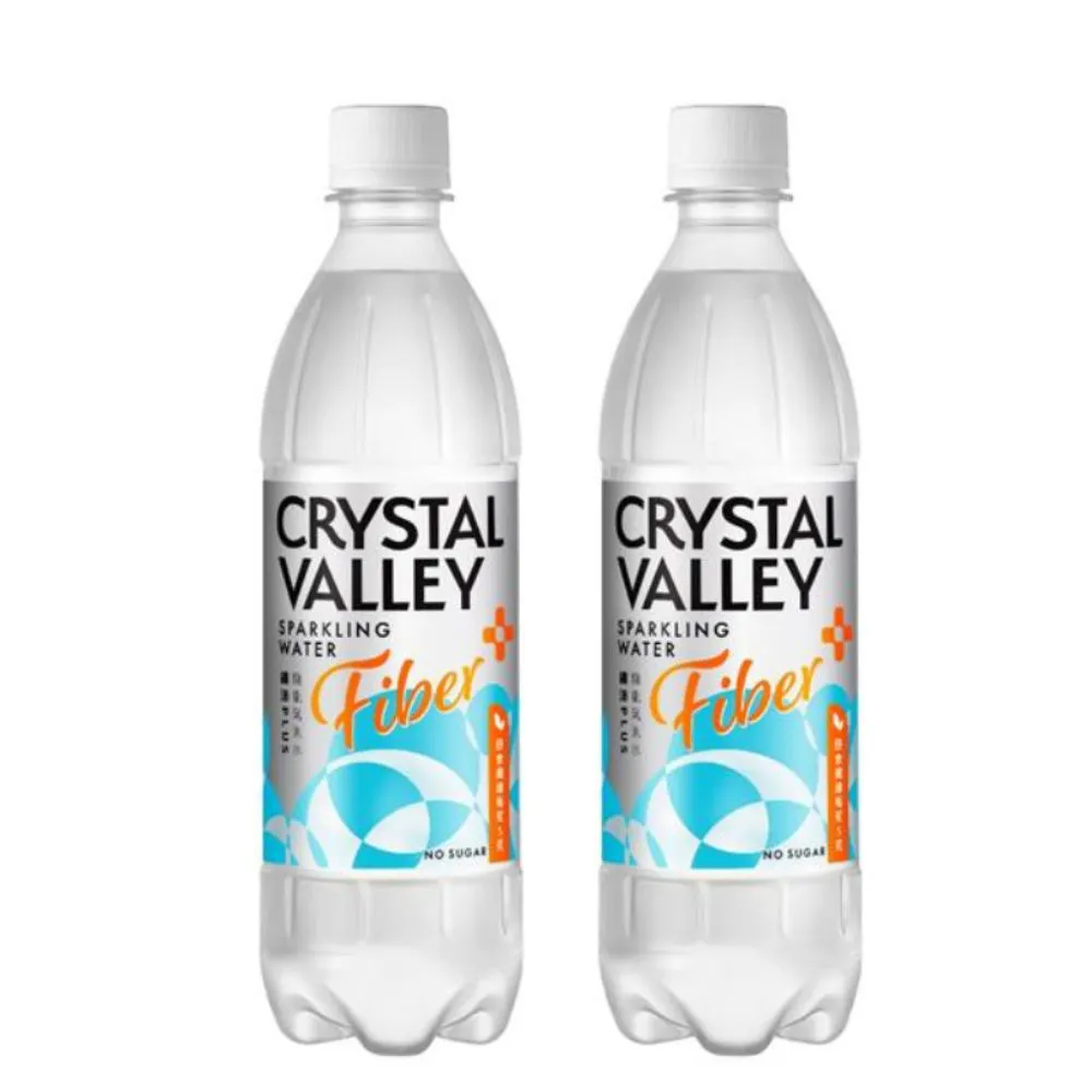 【金車/伯朗】CrystalValley礦沛PLUS+纖維氣泡水585mlx2箱(共48入)