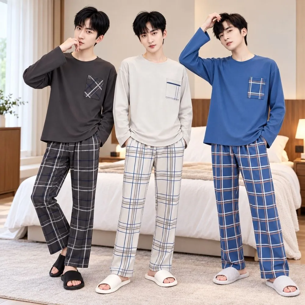 【NEW FORCE】2入組-舒簡品味男士長袖居家套裝-2款可選(長袖睡衣/居家套裝/男生睡衣/秋冬睡衣/睡衣)