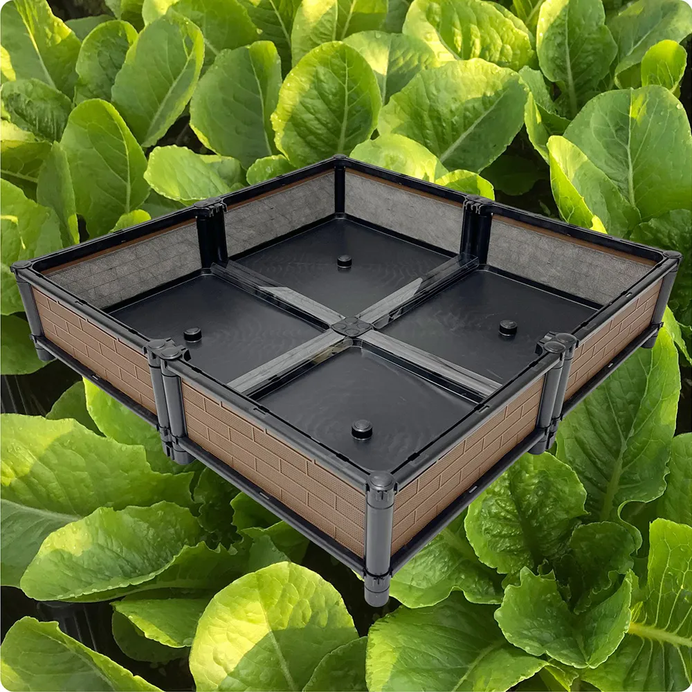 【田園樂】育材正單層四連通種植箱架高一節90*90*32cm(正方形底盤；架高離地好清洗地面)