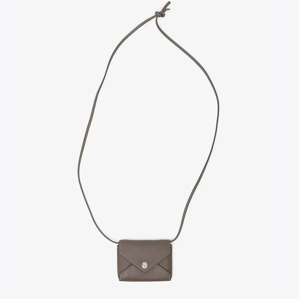 【TORY BURCH】專櫃經典款 Lanyard 防刮皮革釦式信封卡夾/零錢包(背帶可拆)
