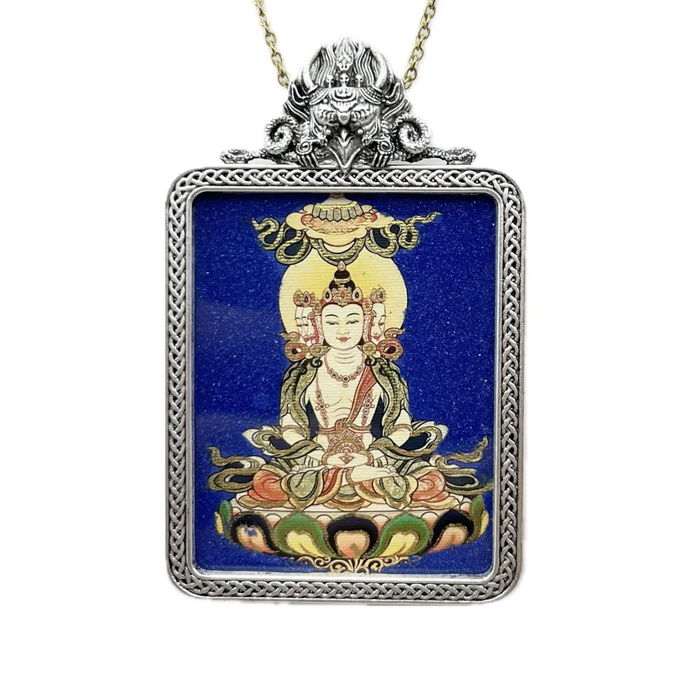 【藏古祥館】青金石大日如來唐卡B0157(青金石 大日如來唐 唐卡 生肖屬羊 猴)