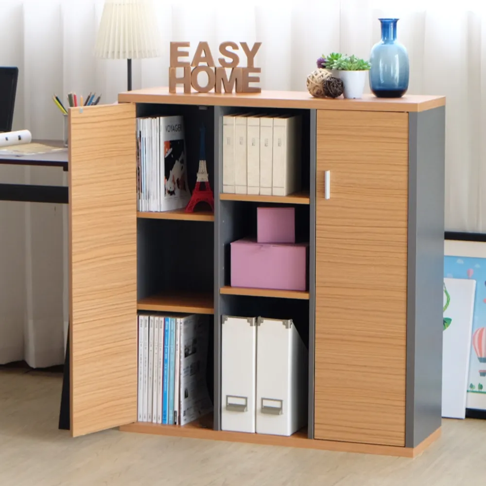 【EASY HOME】台灣製 -加厚九格雙門收納書櫃(收納櫃 置物櫃 書櫃 展示櫃 文件收納)