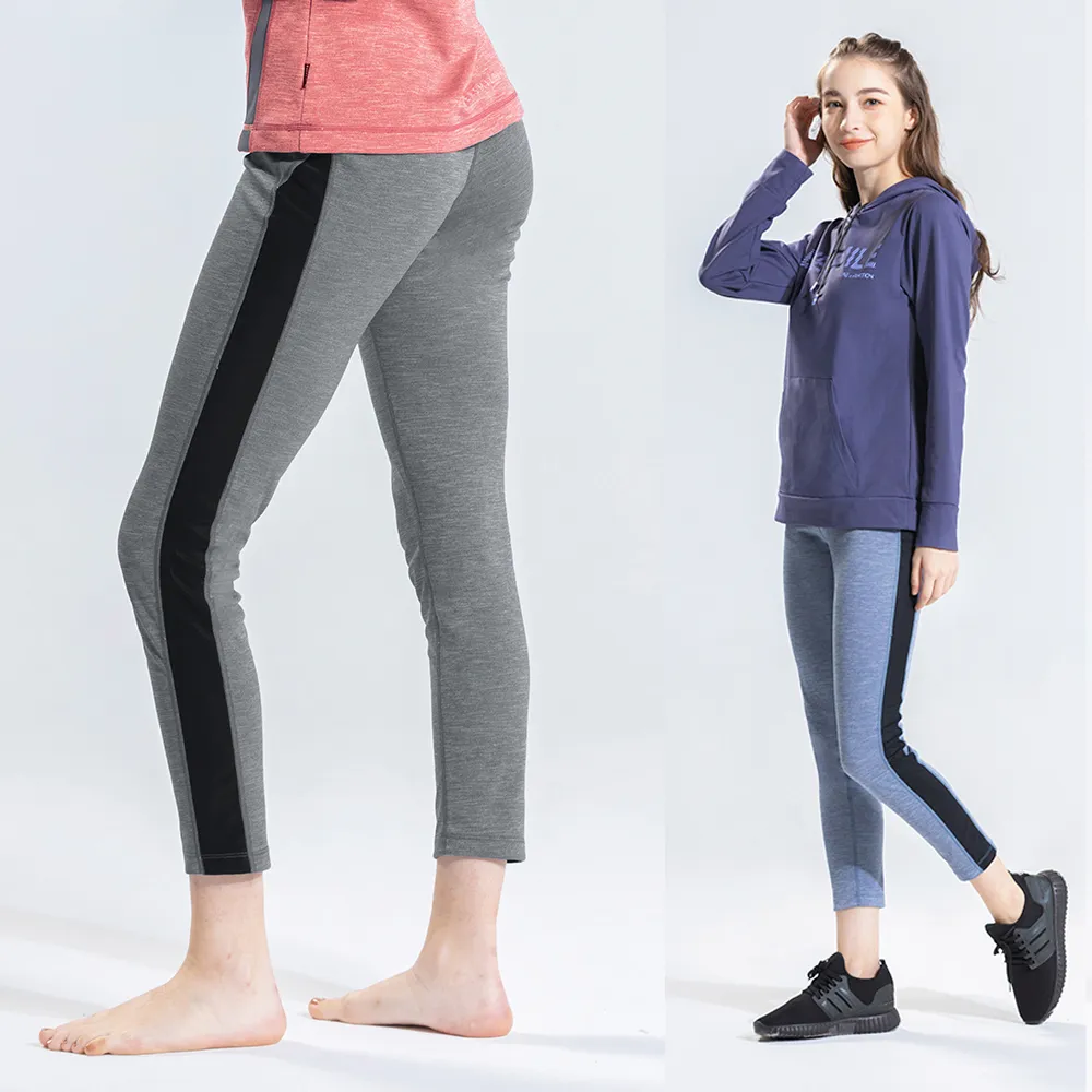 【EverSmile 幸福台灣】女遠紅外線鍺紗彈力長褲(升溫、遠紅外線、抗靜電、消臭、鍺紗、內搭外穿、配色剪接)