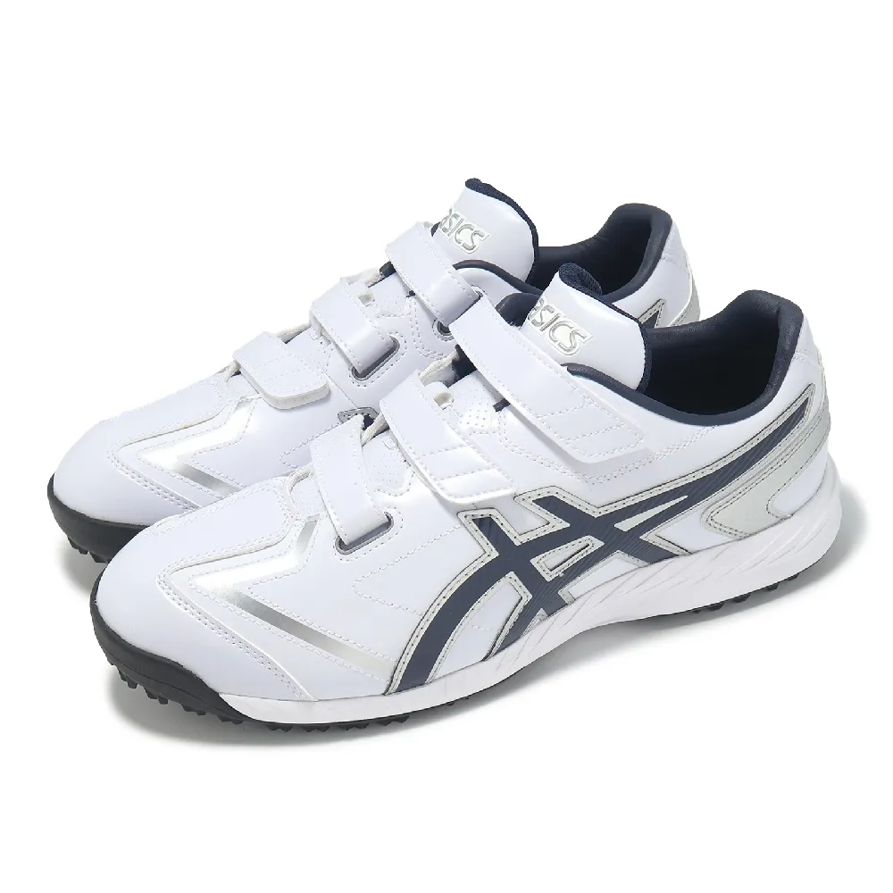 【asics 亞瑟士】棒壘球鞋 Neorevive TR 3 男鞋 白 藍 魔鬼氈 皮革 抓地 教練鞋 1123A042103