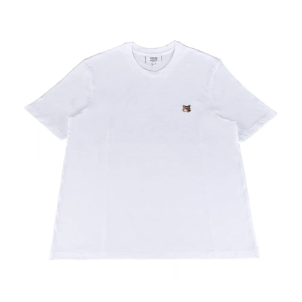 【Maison Kitsune】MAISON KITSUNE刺繡布標LOGO純綿質圓領短袖T恤(男款/白)