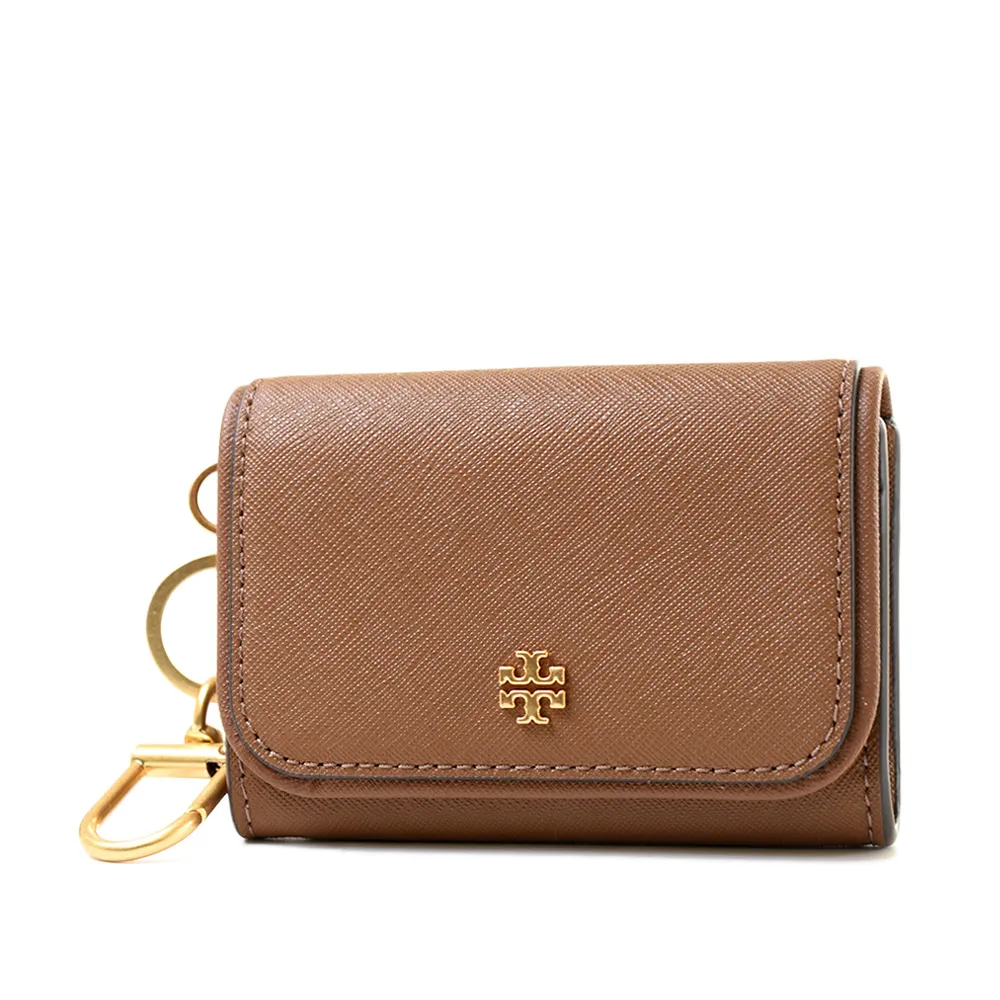 【TORY BURCH】十字紋防刮翻蓋證件/零錢包-焦糖色