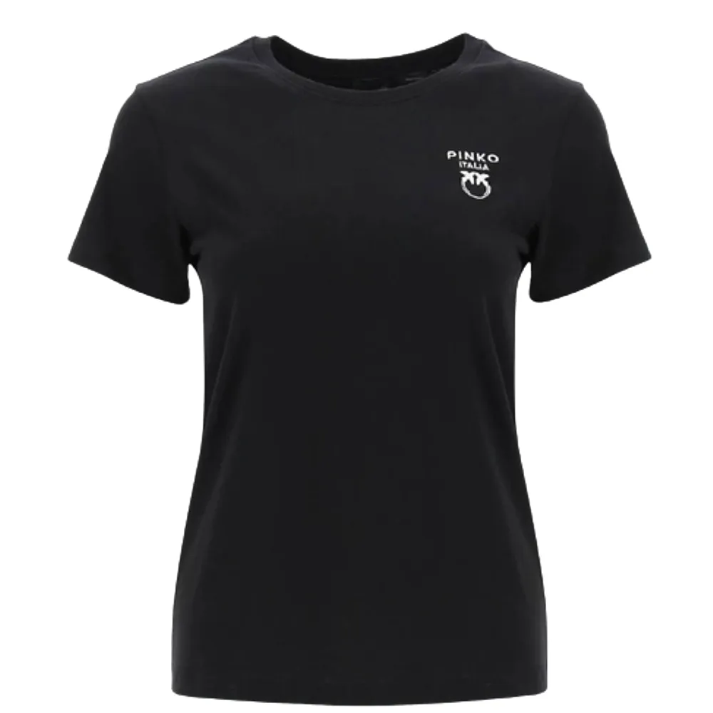 【PINKO】女款 Love Birds LOGO 黑色短袖T恤(XS號、S號、L號)