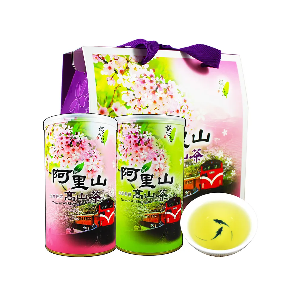 【龍源茶品】阿里山輕焙火極品烏龍茶葉禮盒150gx2罐(共300g;生青茶;輕焙火;無發酵;附提繩;年節送禮推薦)