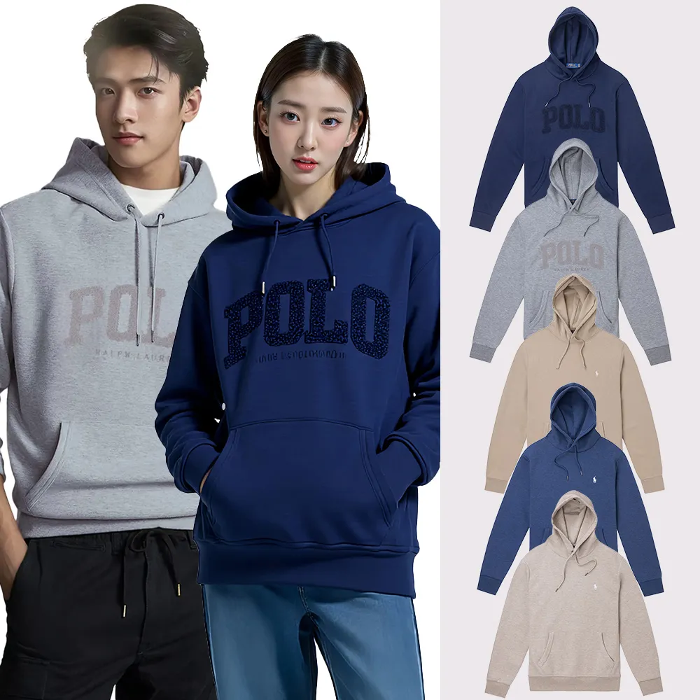 【RALPH LAUREN】RL POLO 經典刺繡文字小馬連帽T恤 上衣-多色選(平輸品/保暖舒適)