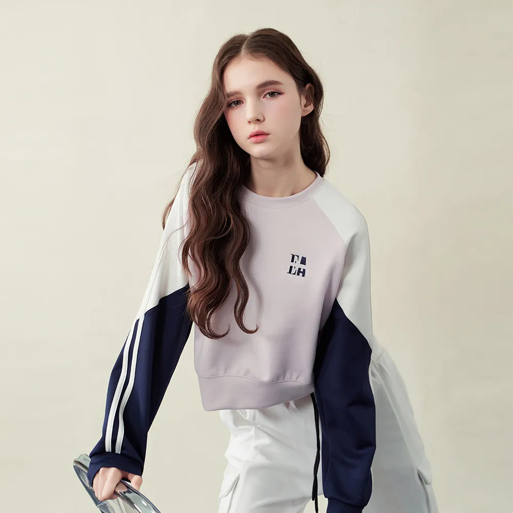【ELLE ACTIVE】女款 韓系拼接撞色長袖上衣-淺紫色(EA25A2W1701-21)