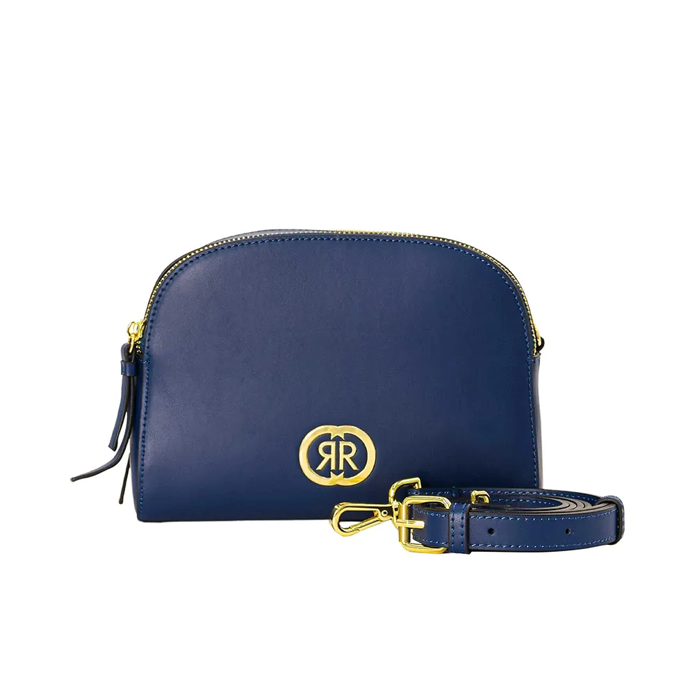 【Cerruti 1881】義大利原裝進口 頂級小牛皮肩背包側背包(深藍色 CEBA06619M)