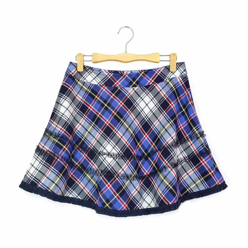 【Kinloch Anderson 金安德森女裝】剪接格紋荷葉短裙(藏青)