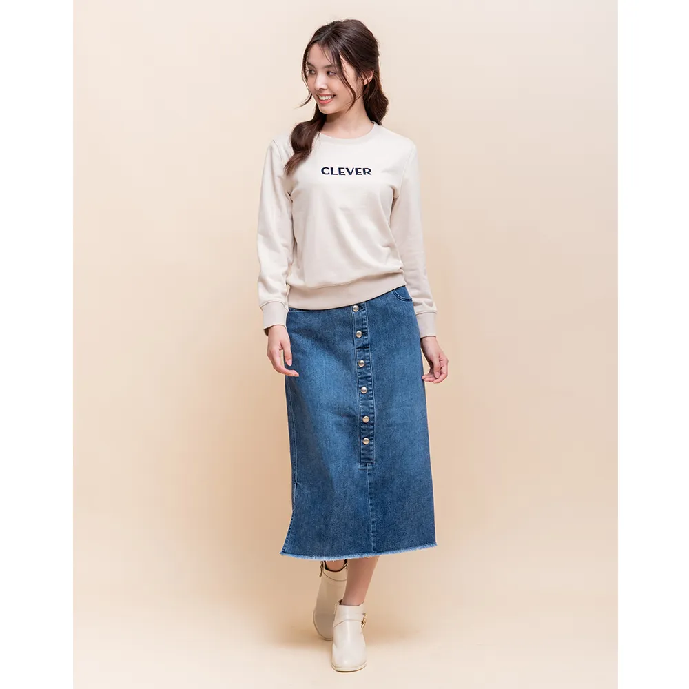 【perng yuh 芃諭名品】*寫意風格 釦飾 牛仔 中長裙(2025 AW Collection|4C秋冬新品上市)