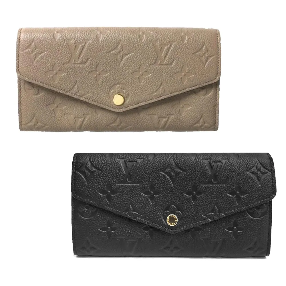 【Louis Vuitton 路易威登】經典SARAH系列Empreinte牛皮信封式長夾(顏色任選)