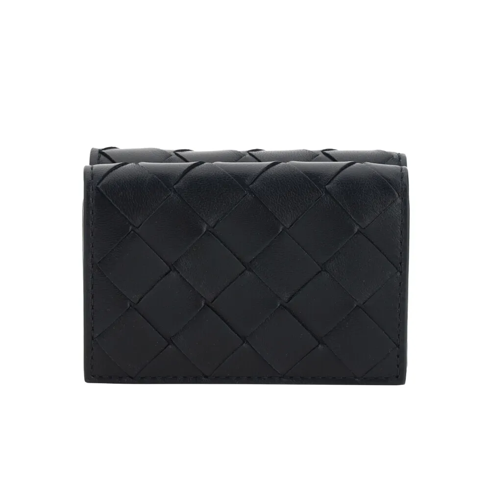 【BOTTEGA VENETA 寶緹嘉】BV Intrecciato Tiny Tri-Fold 三折 經典編織 羊皮 卡夾 短夾 皮夾 黑色 751156