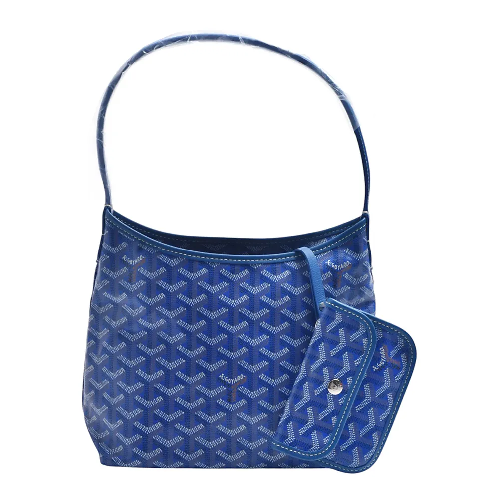 【GOYARD 高雅德】經典 HOBO MINI BAG系列印花防水帆布單肩購物包(迷你-藍色)