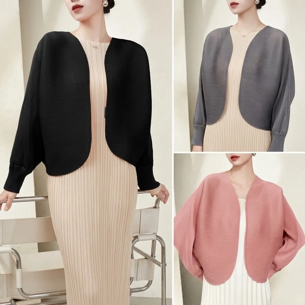 【巴黎精品】三宅風皺褶衣服褶皺外套高級摺衣彈力女裝顯瘦折衣大碼(寬鬆防曬女外套2色k1ab6)