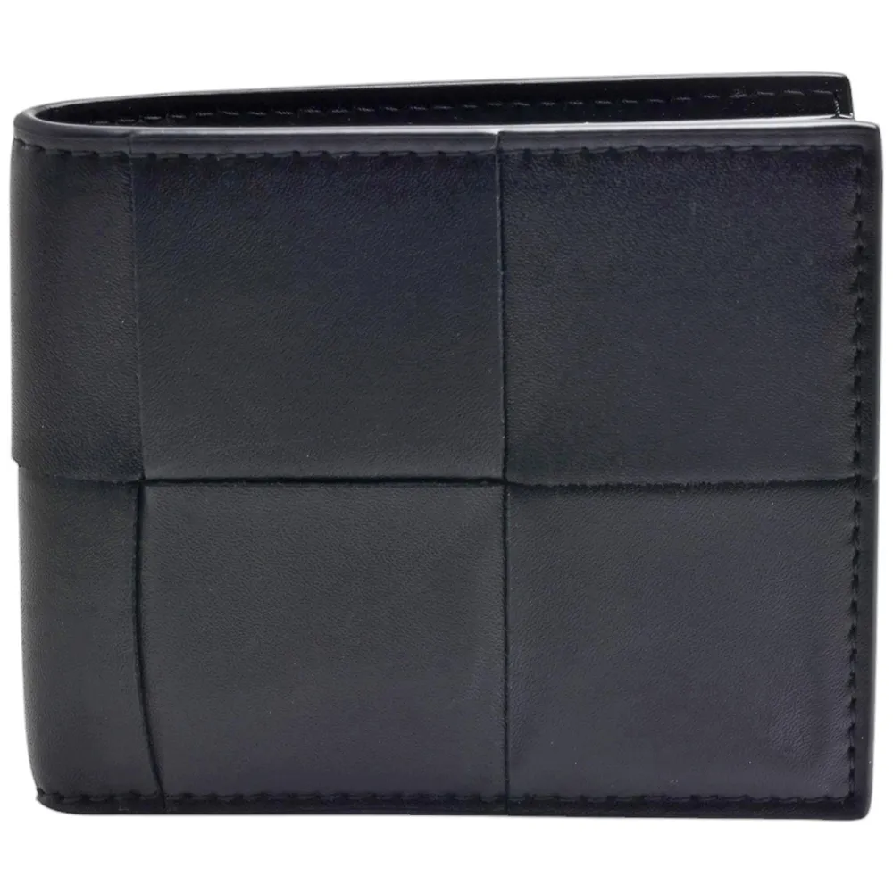 【BOTTEGA VENETA 寶緹嘉】經典大格編織小牛皮摺疊短夾(黑色649603-VBWD2-8802)