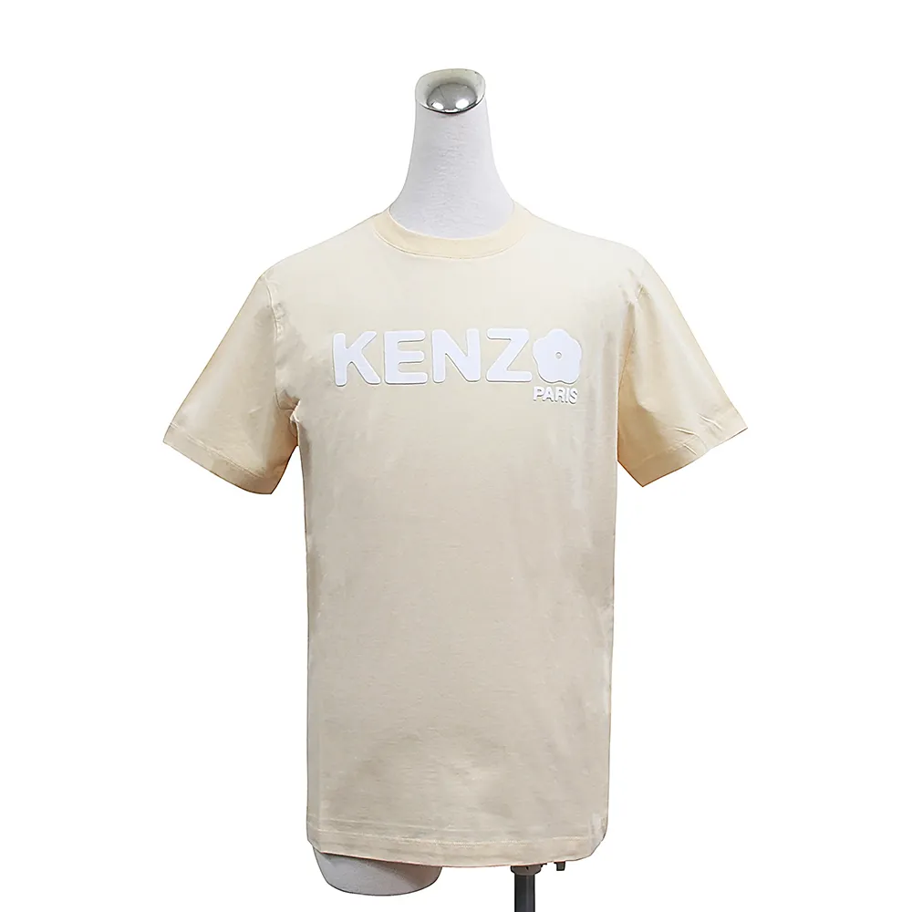 【KENZO】KENZO BOKE FLOWER 2.0立體LOGO花朵設計純棉短袖T恤(女款/奶油米黃)