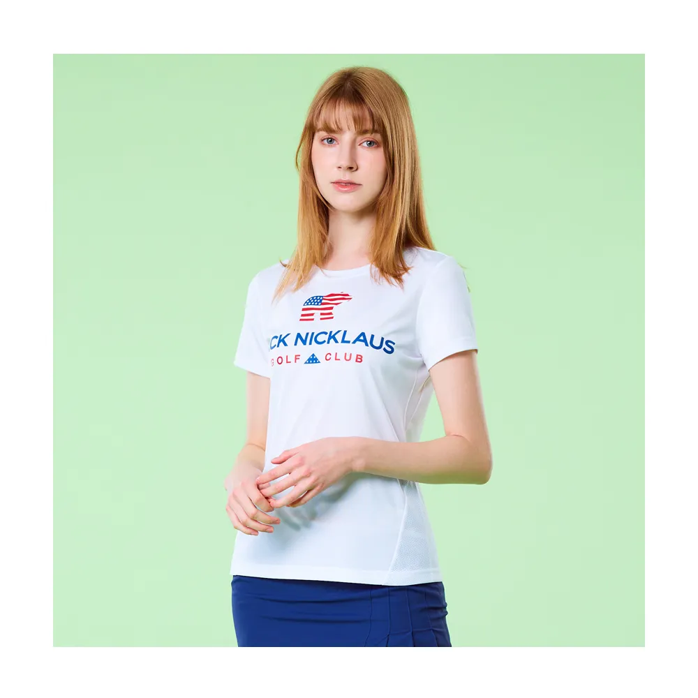 【Jack Nicklaus 金熊】GOLF女款吸濕排汗抗UV圓領T-SHIRT(白色)