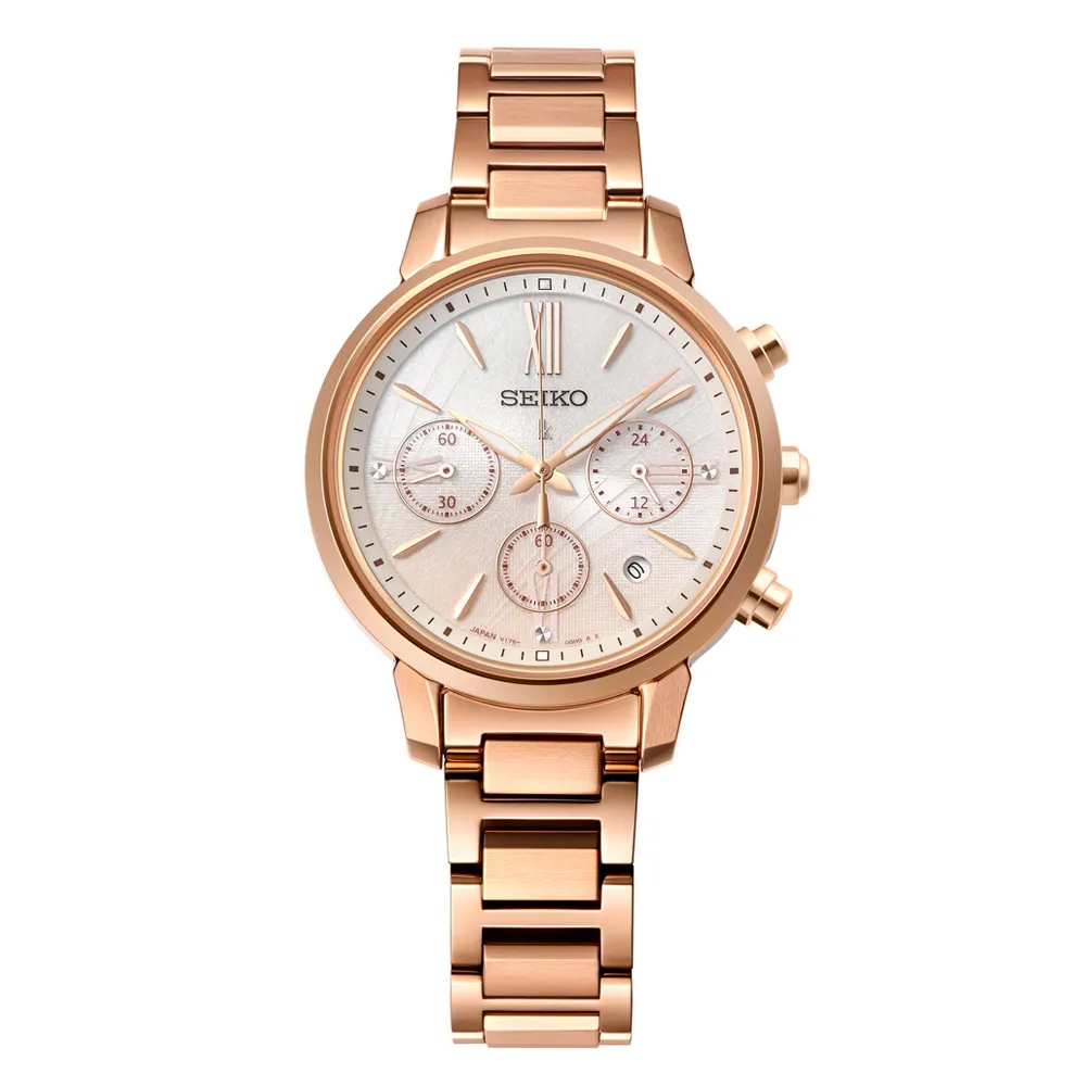 【SEIKO 精工】LUKIA 海芋廣告款太陽能石英錶 計時女錶/36.2mm 雙11 (V175-0FC0P SSC918J1)