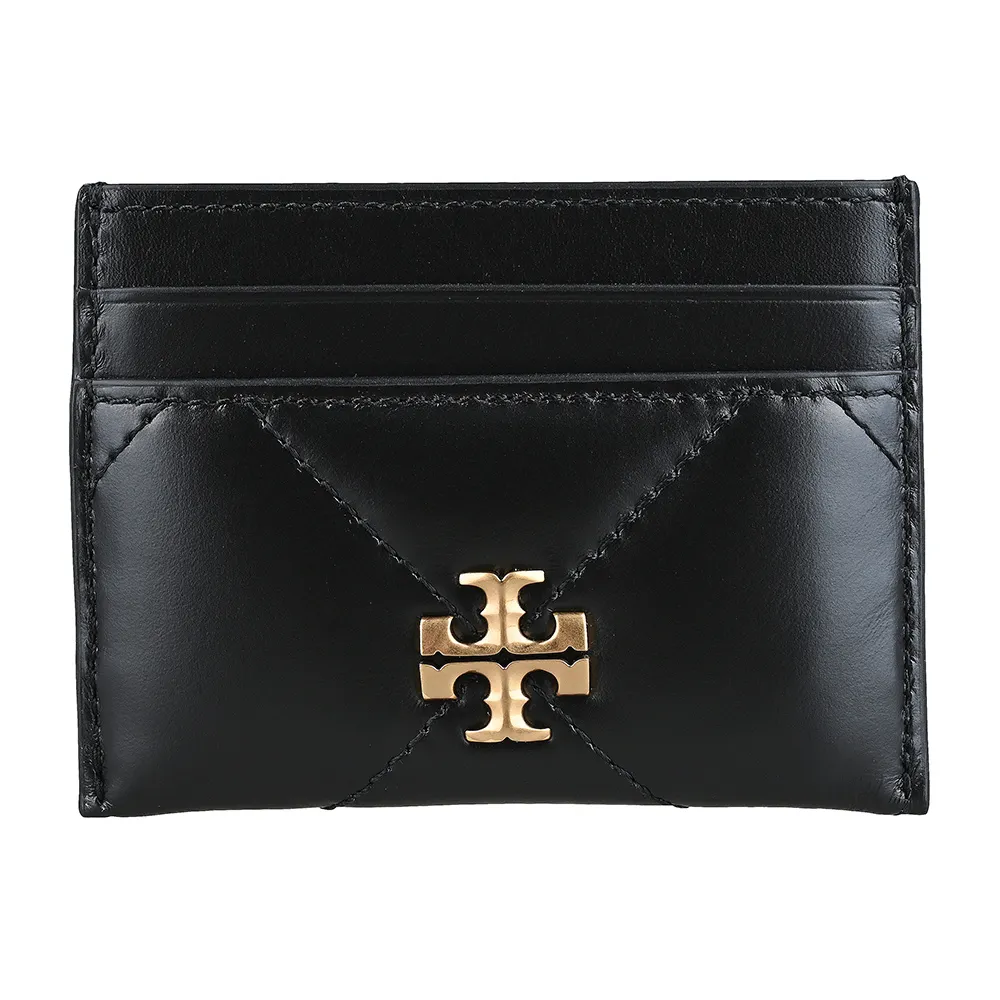 【TORY BURCH】TORY BURCH Kira經典雙T標誌菱格絎縫納帕皮革卡片夾(黑)