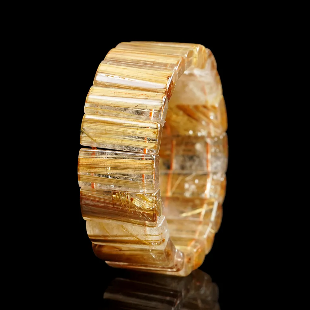 【正佳珠寶】金鈦晶 頂級高透體 寬版老礦包裹鈦 79.8g 金鈦晶手排