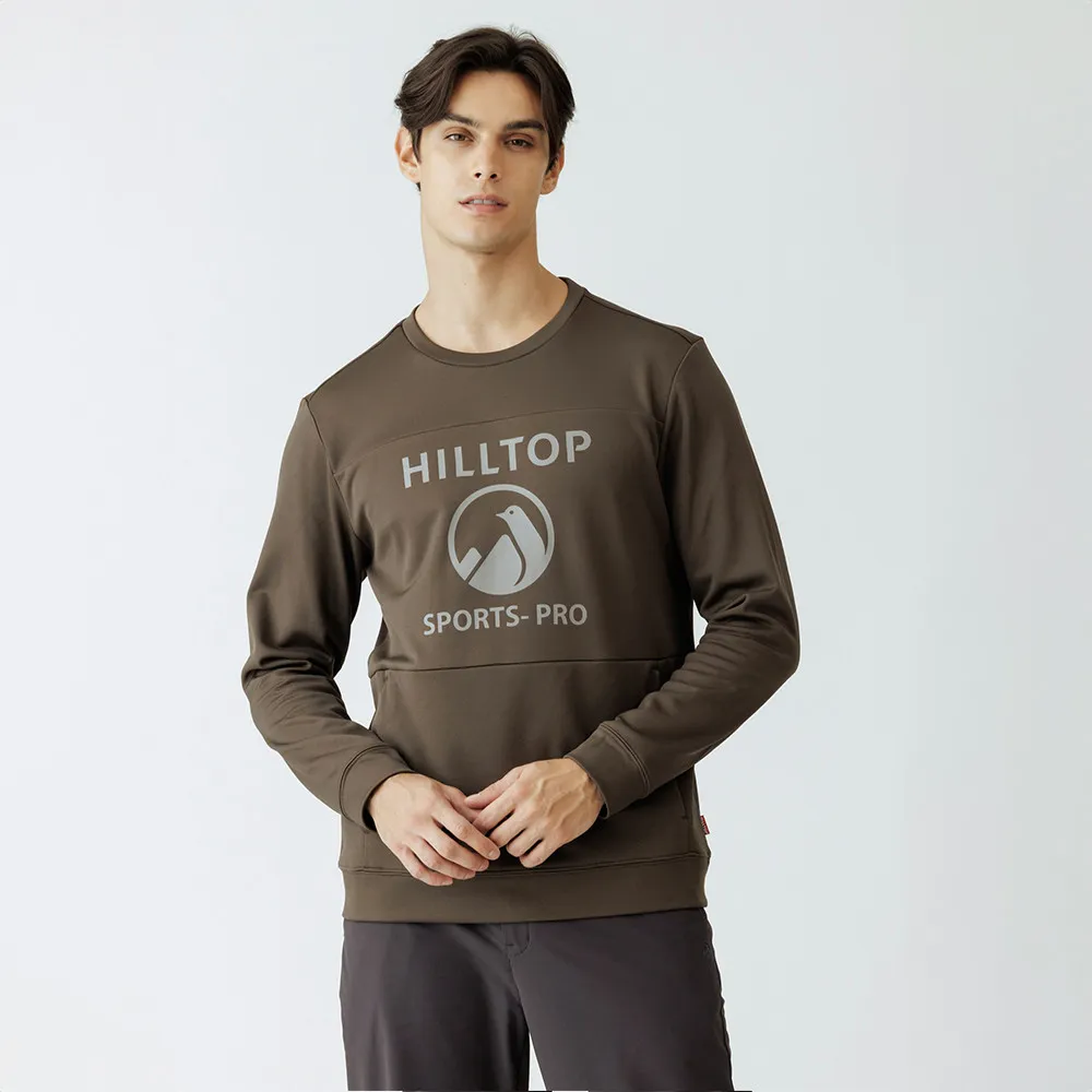 【Hilltop 山頂鳥】POLYGIENE抗菌石墨烯吸濕快乾保暖印花刷毛上衣 男款 墨綠｜PH51XMN0ECC0