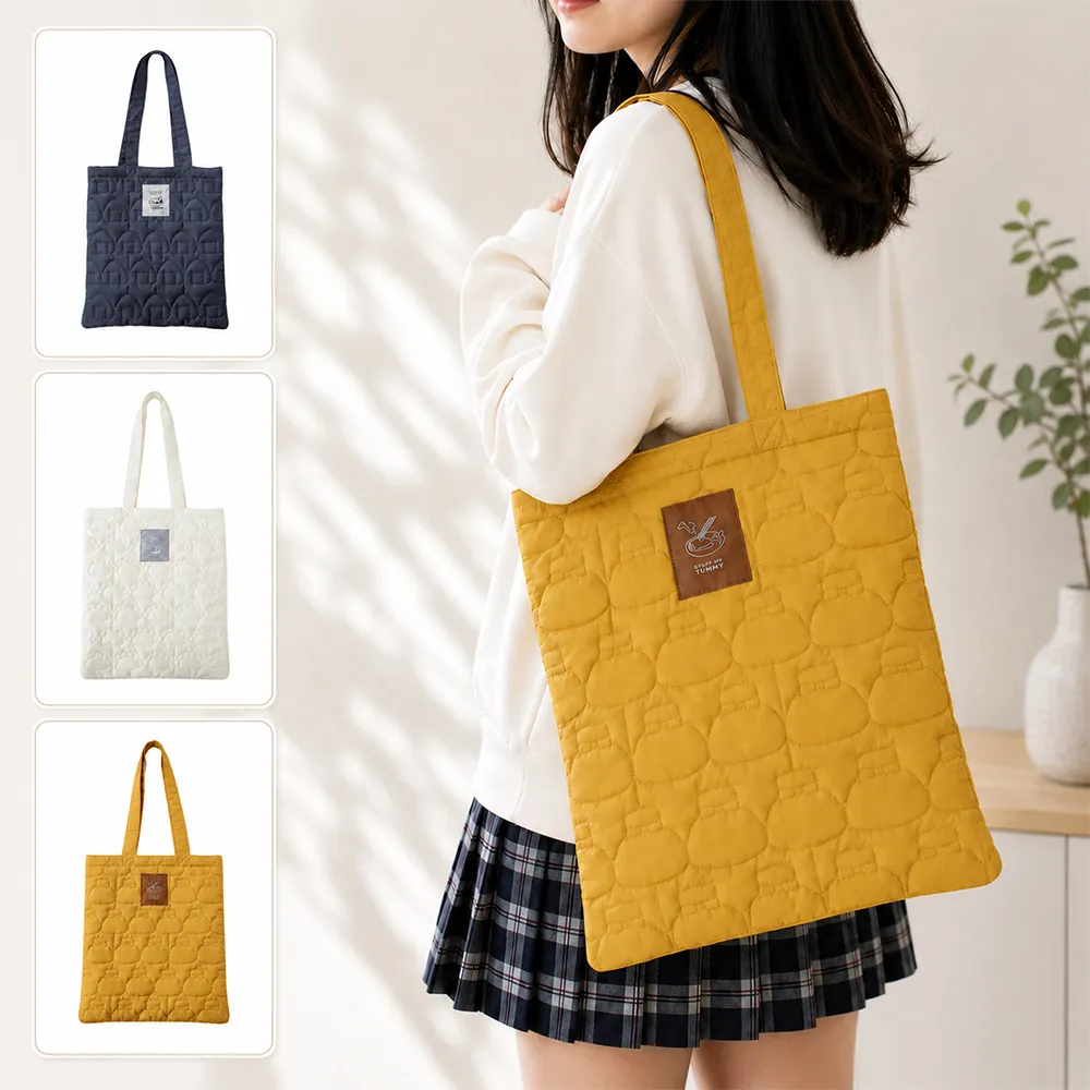 【莉莉貝】雙11 日本進口 Yummy Quilt趣味食物圖案車縫托特包 肩背 單肩包 手提包(3色任選)