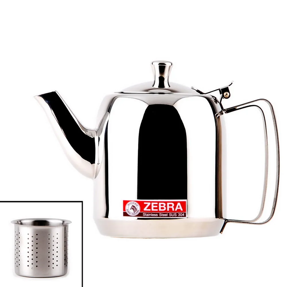 【ZEBRA 斑馬牌】304不鏽鋼泡茶壺-附濾網 / 1.0L(SGS檢驗合格 安全無毒)