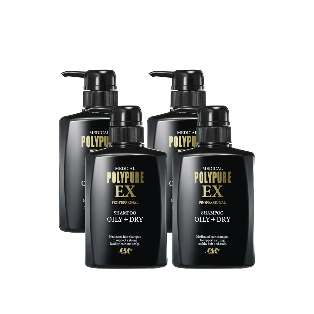 【Polypure 多立寶】豐盈洗髮精350mLx4入組(頭皮養護 控油蓬鬆 油性頭皮 去除異味)